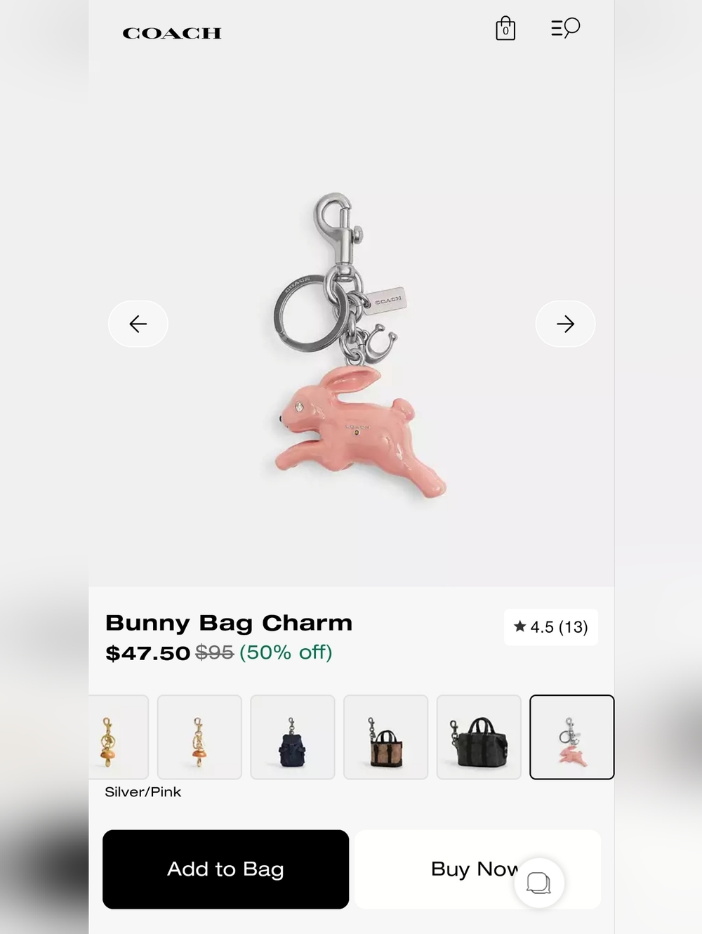 Coach Bunny Bag Charm - Picture 5 of 6